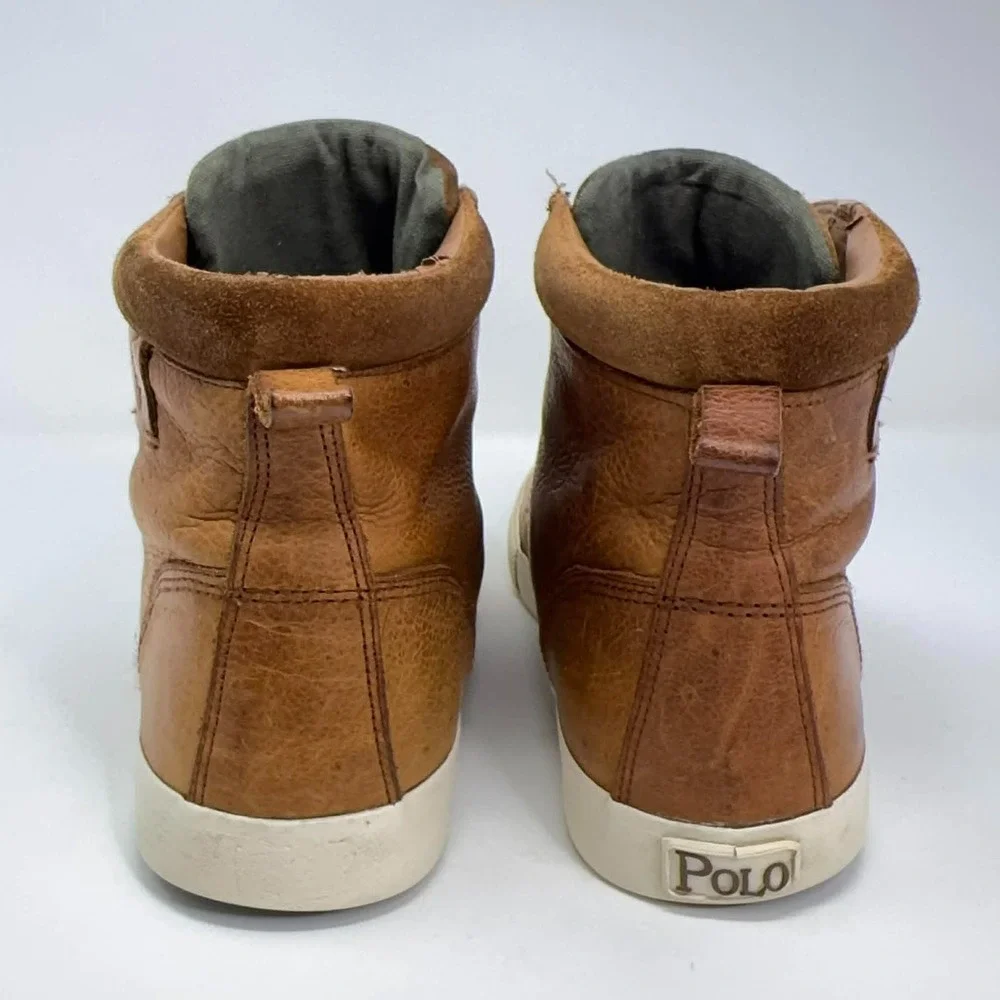 Polo Ralph Lauren Chukka Boots Mens 10 D Brown Leather Hi Top Shoe Tedd Preppy